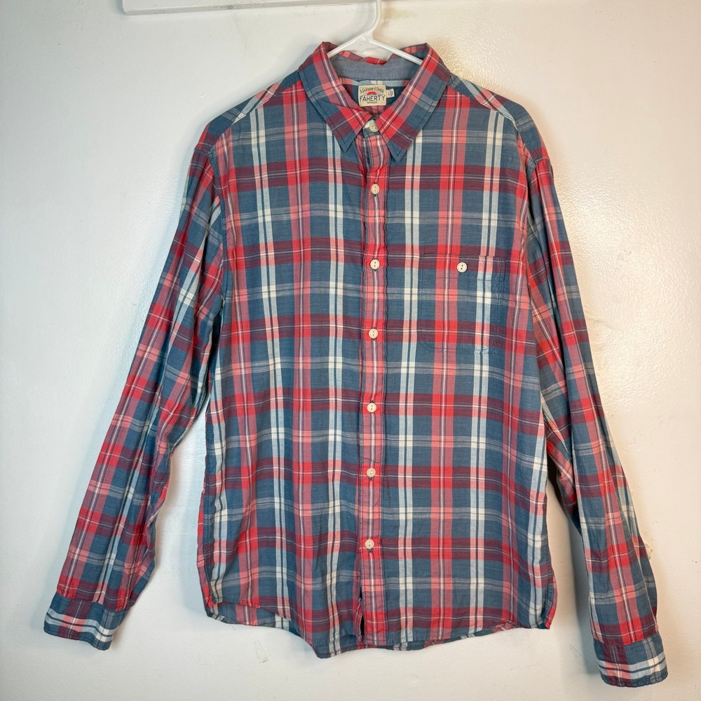 Faherty Men's Plaid Long Sleeve Button Down Shirt Size L